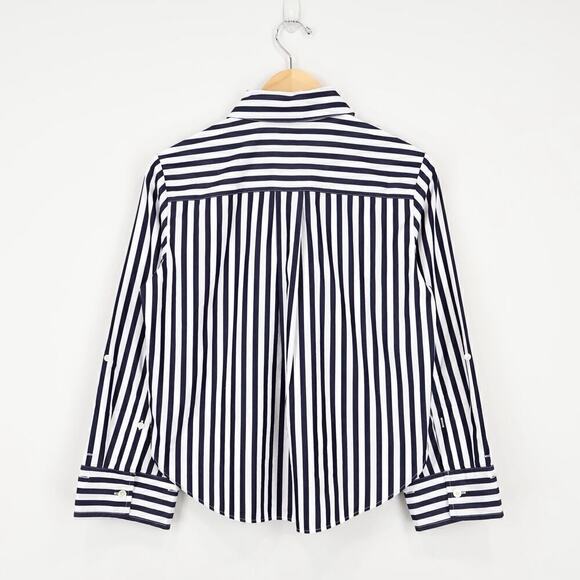 Madewell Easy V-Neck Button Up Shirt Dark Midnight Stripe Size XXS NWT - Picture 6 of 8